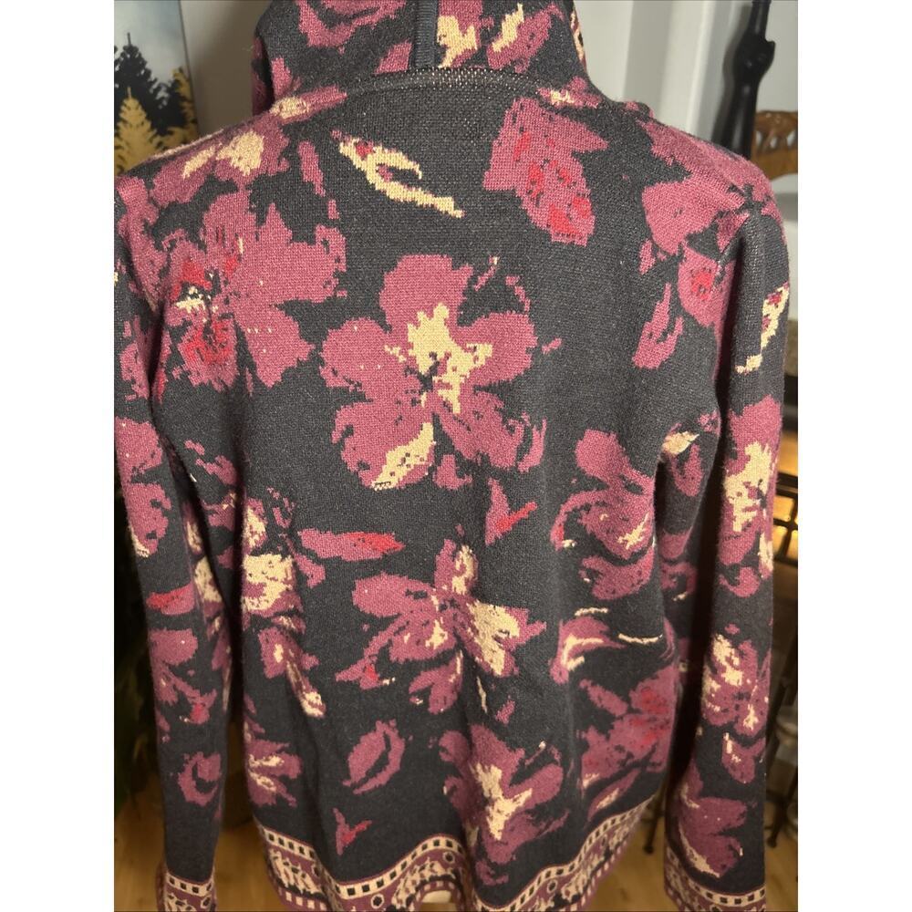 Rachel Zoe Womens Purple Floral Long Sleeve Hooded Cardigan Sweater S Boho Chic - Picture 4 of 7